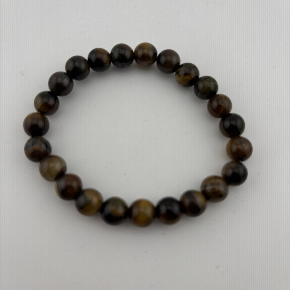 Natural Tiger Eye Beaded Stretch Bracelet - 8mm Healing Stone Gift Box - New